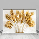 Aperturee - Aperturee Golden Feather Boho Copy Ornaments Photo Backdrop